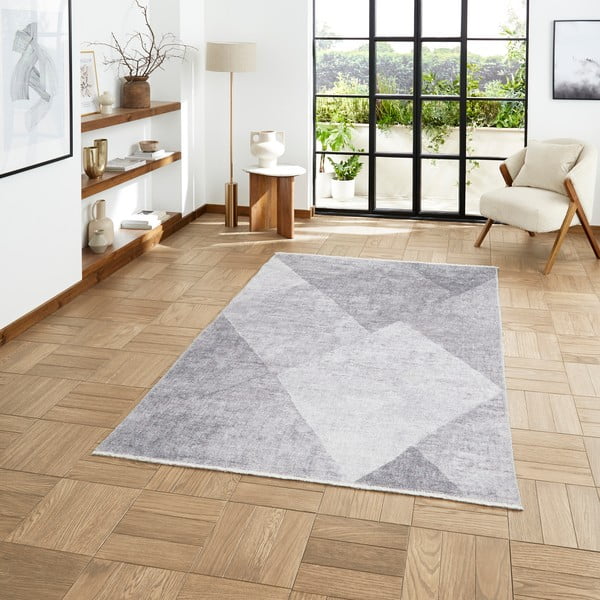Tappeto in grigio chiaro in misto cotone lavabile 122x170 cm Whisper – Think Rugs-image-1