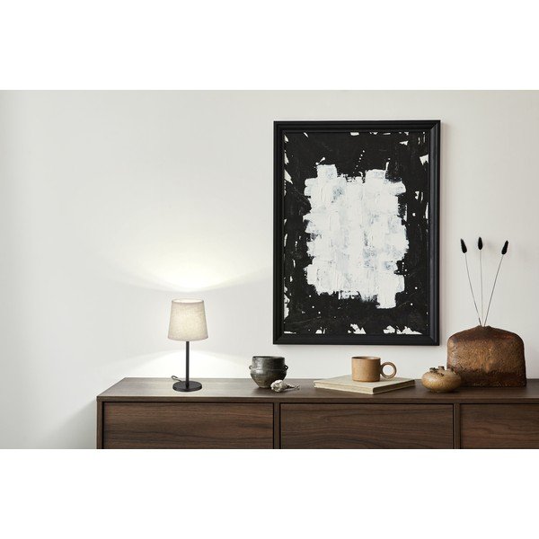 Lampada da tavolo nero/beige naturale con paralume in tessuto (altezza 30 cm) Eve - Fischer & Honsel-image-1
