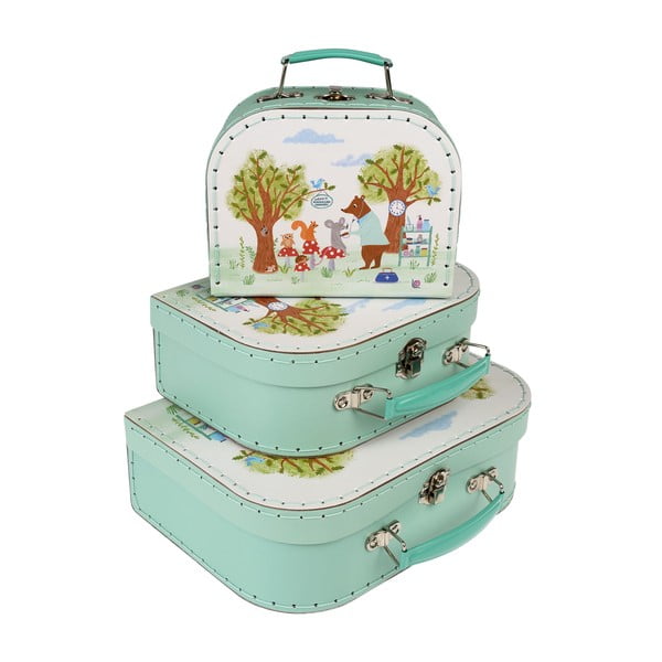 Organizer per giocattoli per bambini in cartone in set da 3 21x28x8 cm Woodland Friends - Rex London-image-3