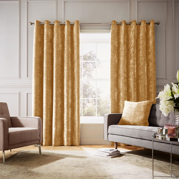 Tende in set termoisolanti gialle in ciniglia 2 pz 117x183 cm Selene Luxury Chenille – Hyperion-image-4