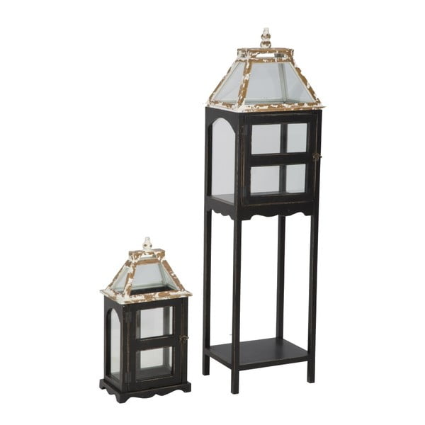 Set di 2 lanterne nere con struttura in legno di abete Hut - Mauro Ferretti