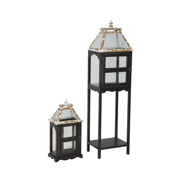 Set di 2 lanterne nere con struttura in legno di abete Hut - Mauro Ferretti
