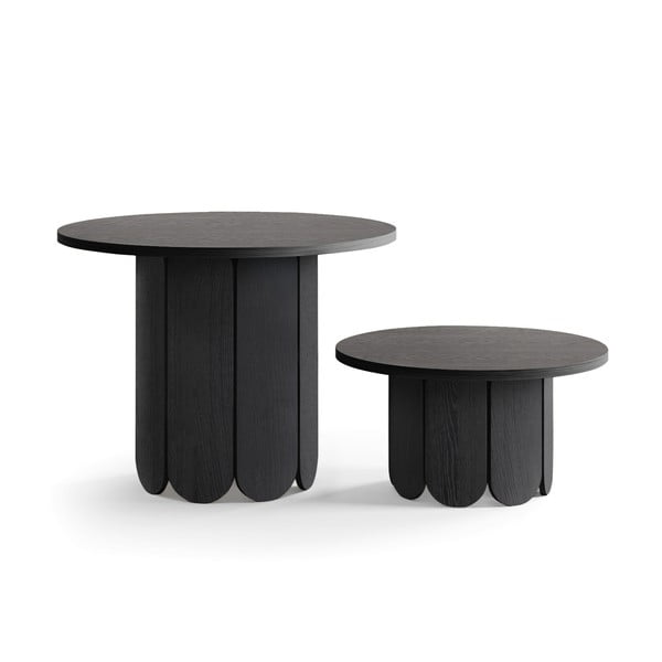 Tavolino da salotto rotondo nero con effetto rovere ø 78 cm Soft – Woodman-image-3