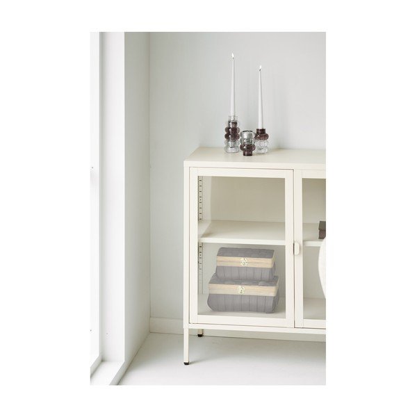 Vetrina color crema in acciaio 140x85x40 cm Brisbane – House Nordic-image-4