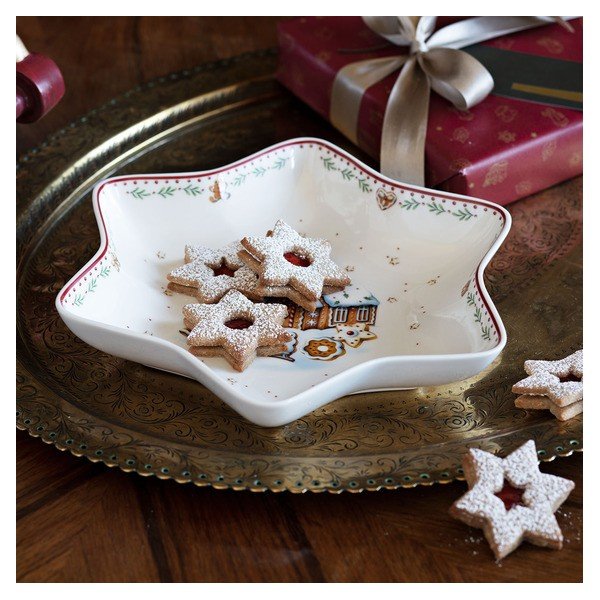 Ciotola da portata in porcellana rossa e bianca con motivo di stelle natalizie Villeroy & Boch , 24,5 x 24,5 cm Gingerbread Village - Villeroy&Boch-image-4