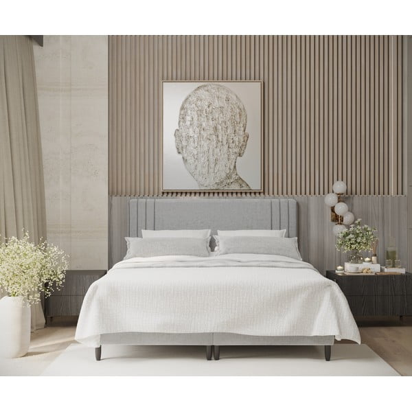 Letto matrimoniale imbottito grigio con contenitore 140x200 cm Musca - Maison de Rêve-image-3