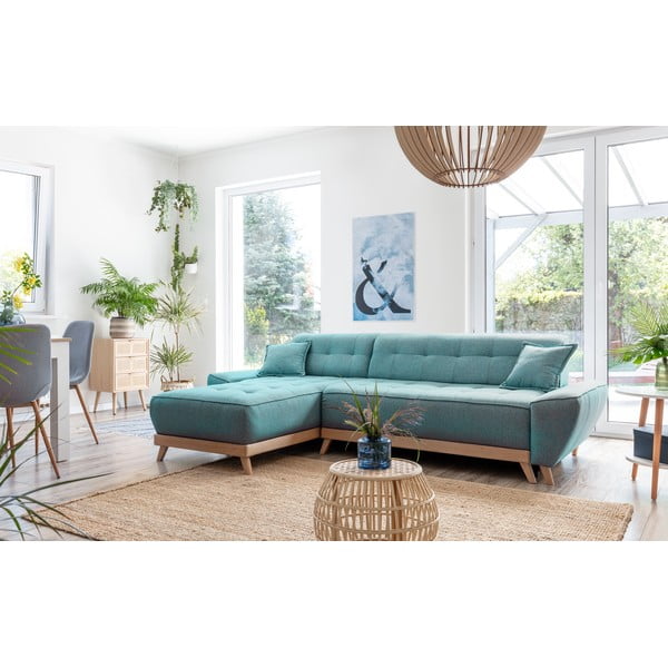 Divano letto angolare turchese (variabile) Dazzling Daisy - Miuform-image-4