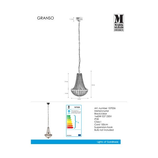 Lampada a sospensione nera Granso, ⌀ 30 cm - Markslöjd-image-2