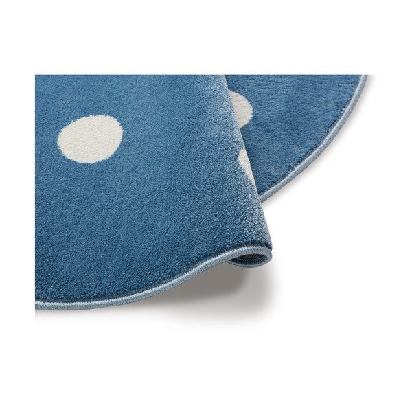 Tappeto rotondo blu a pois Blu, ø 100 cm - KICOTI-image-1