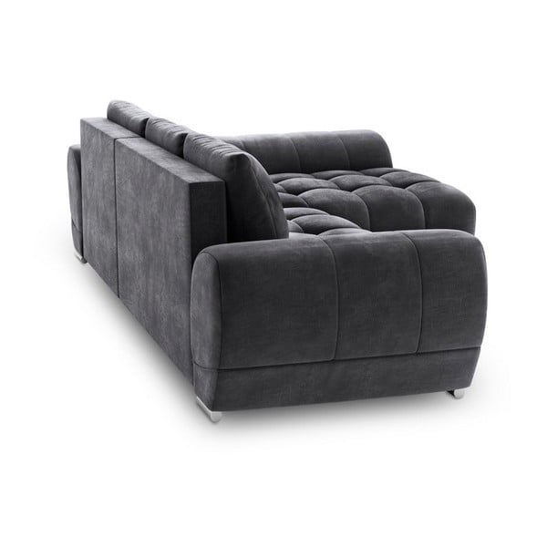 Divano letto angolare grigio scuro con rivestimento in velluto, angolo destro Nuage - Windsor & Co Sofas-image-3