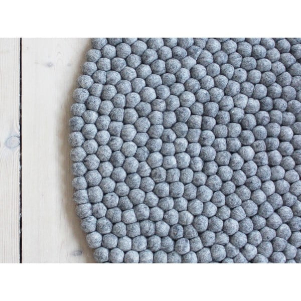 Tappeto in lana grigio acciaio, ⌀ 120 cm Ball Rugs - Wooldot