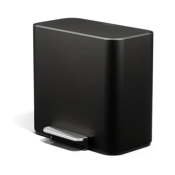 Cestino per la spazzatura nero opaco in acciaio per raccolta differenziata/con pedale 15 l Dual Mini – simplehuman