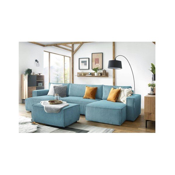 Poggiapiedi color menta con rivestimento in velluto a coste Nihad – Bobochic Paris-image-4