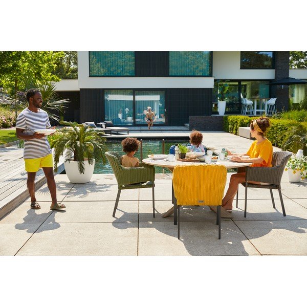 Sedia da giardino in rattan artificiale blu scuro Cairo - Hartman-image-1