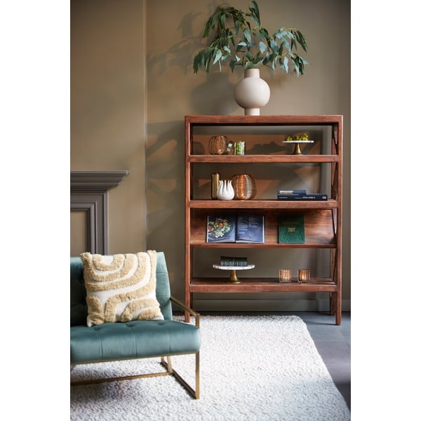 Libreria in legno massiccio di acacia marrone 120x160 cm Yuki - Light & Living-image-1