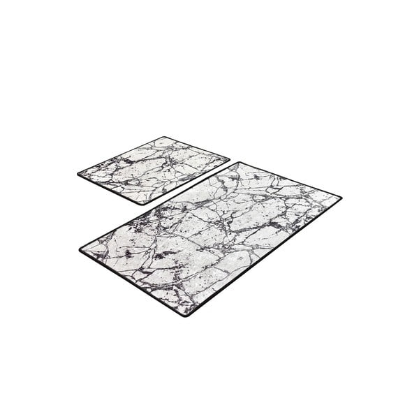 Set di 2 tappeti da bagno rettangolari in marmo - Foutastic