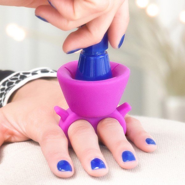 Fialový držák laku na nehty InnovaGoods Home Nail Salon