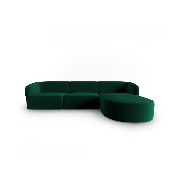 Divano angolare verde (con penisola a destra/con chaise lounge) con rivestimento in velluto Paolo – Milo Casa