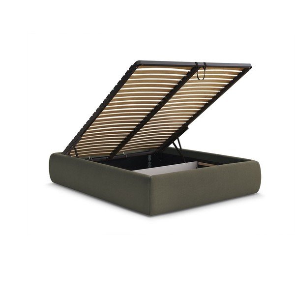 Letto matrimoniale imbottito verde scuro con contenitore/senza testiera con rete inclusa 160x200 cm Inera – Bobochic Paris-image-3