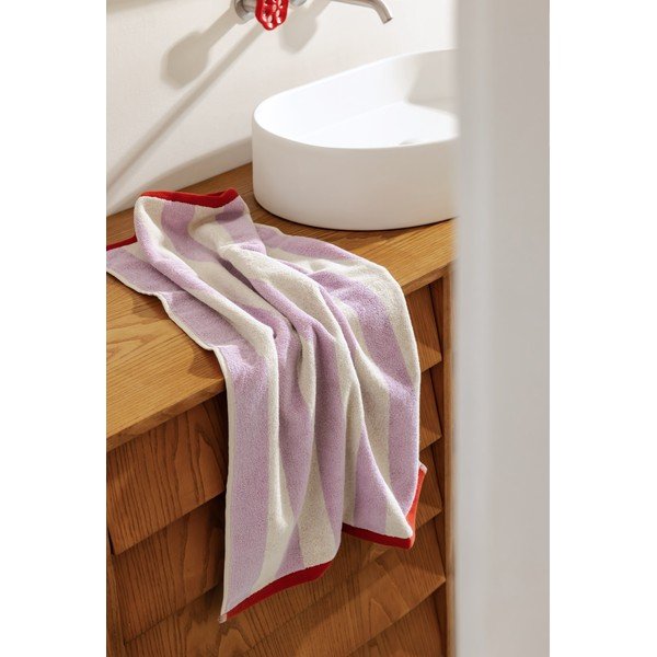 Asciugamano tipo terry lavanda/color crema in cotone 70x140 cm Gobo – noo.ma-image-4