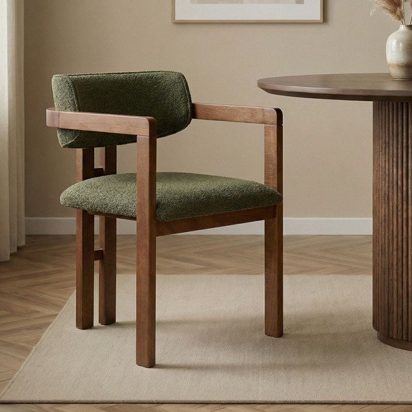 Sedia da pranzo verde scuro con braccioli Toscana – Kalune Design-image-1