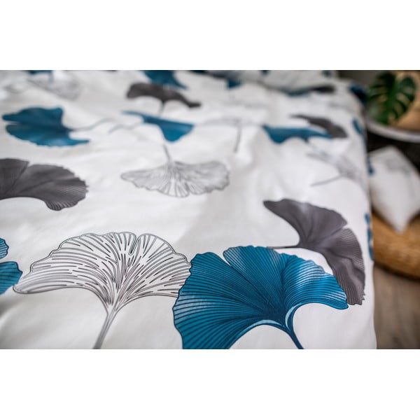 Biancheria da letto in cotone sateen blu-grigio , 140 x 200 cm Ginko - Cotton House-image-2