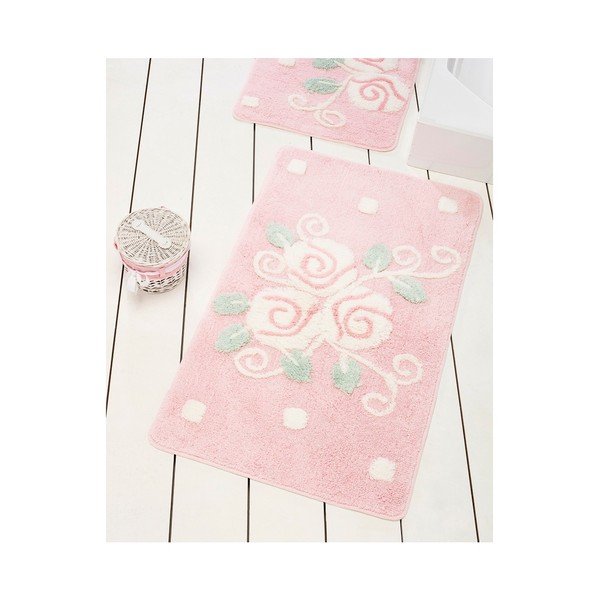Set di 2 tappeti da bagno rosa Jardin - Foutastic