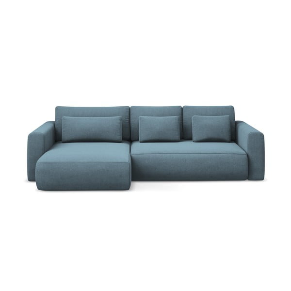 Divano angolare azzurro allungabile/con contenitore (con penisola a sinistra/con chaise lounge) Kapua – Makamii