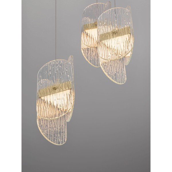 Lampadario LED color ottone in metallo con paralume in vetro con intensità regolabile ø 32 cm Lucien – Nova Luce-image-3