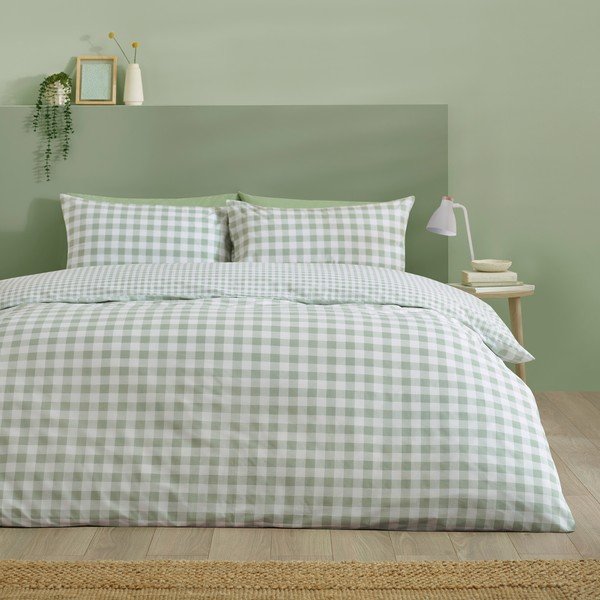 Set copripiumino e federa verde per letto matrimoniale 3 pezzi 200x200 cm Bamford Gingham Check – Catherine Lansfield-image-2