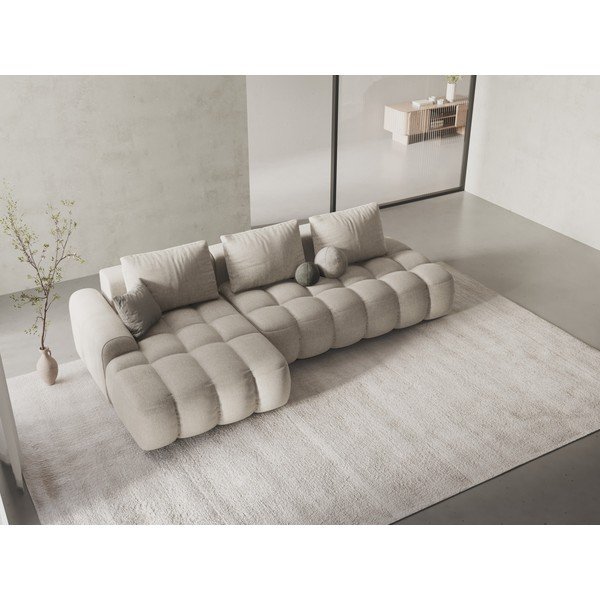 Divano angolare beige allungabile/con contenitore (con penisola a sinistra/con chaise lounge) Linz – Cosmopolitan Design-image-1