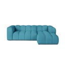 Divano angolare turchese (con penisola a destra e chaise lounge) con rivestimento in velluto Cube – Bonami Selection
