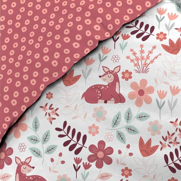 Set copripiumino e federa da bambini bianco/rosa in cotone per letto singolo 140x200 cm Bichette – douceur d'intérieur-image-2