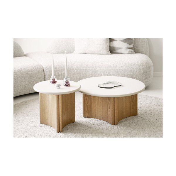 Tavolino rotondo con piano in cemento ø 50 cm Motril – House Nordic-image-1