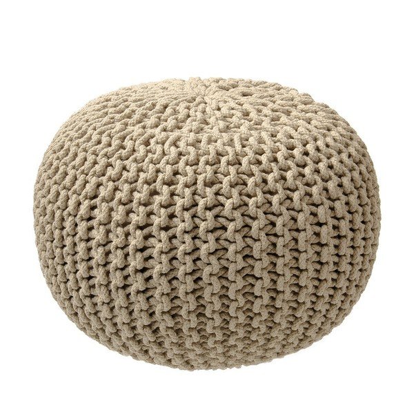 Pouf in maglia marrone sabbia - ZicZac