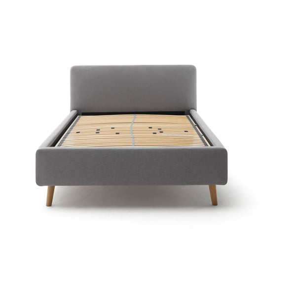 Letto matrimoniale imbottito grigio con contenitore con rete inclusa 140x200 cm Mattis – Meise Möbel-image-3