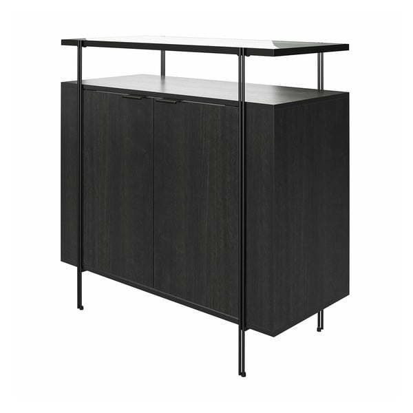 Cassettiera bassa nera in rovere 90x90 cm Wainwright - Støraa-image-3