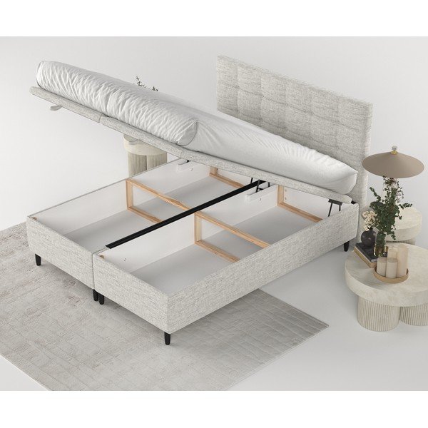 Letto matrimoniale imbottito grigio chiaro con contenitore 180x200 cm Senses - Maison de Rêve-image-2