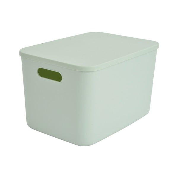 Scatola con coperchio in verde chiaro in plastica 35,5x25,5x23 cm – Homéa