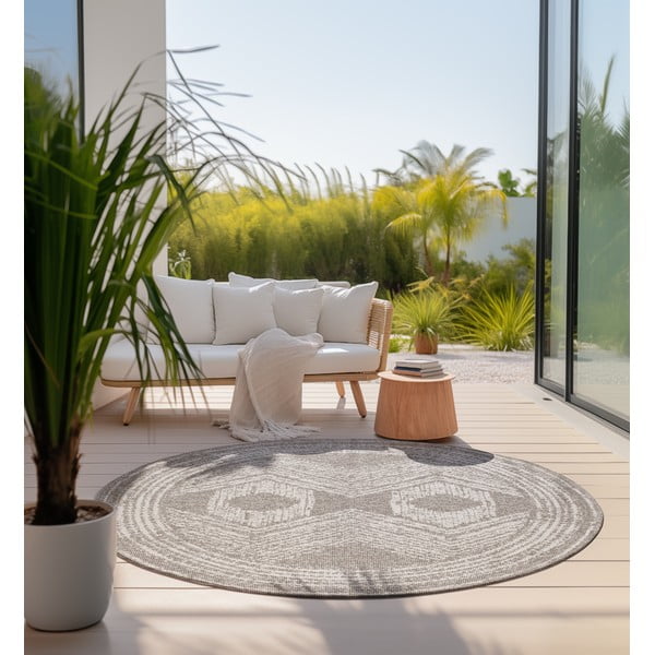 Tappeto rotondo per esterni marrone crema ø 100 cm Gemini - Elle Decoration-image-3