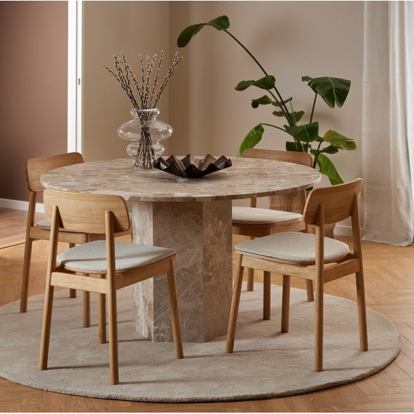 Tavolo da pranzo rotondo in marmo marrone chiaro ø 130 cm Naxos - Actona-image-1