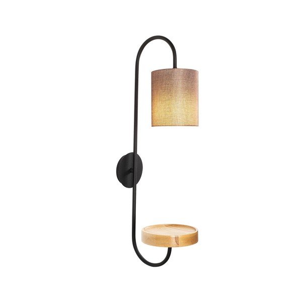 Lampada da parete in metallo nero con paralume marrone scuro Opviq luci Marylena - Opviq lights-image-3