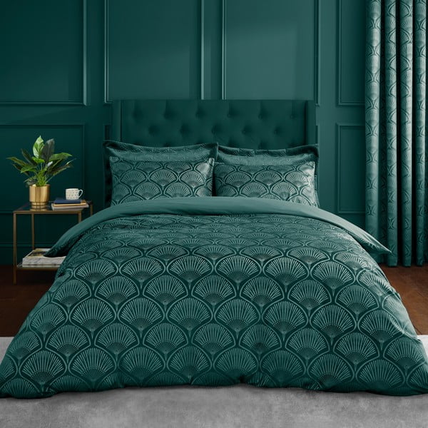 Biancheria verde per letto matrimoniale 200x200 cm Art Deco Pearl - Catherine Lansfield