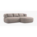 Divano angolare marrone chiaro (con penisola a destra/con chaise lounge) con rivestimento in bouclé Jenny – Micadoni 
