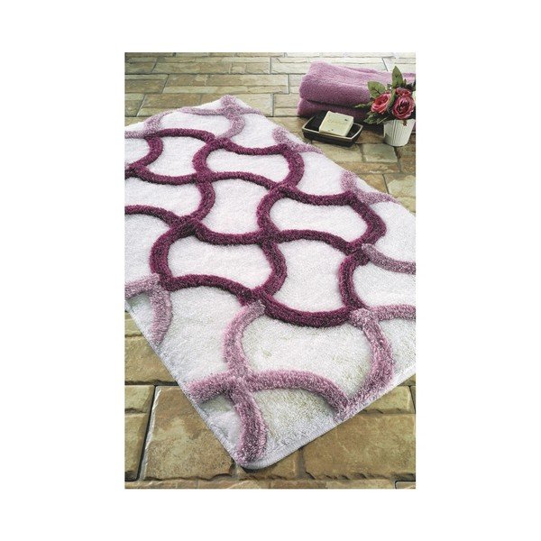 Fialová předložka do koupelny Confetti Bathmats Hermos, 60 x 100 cm