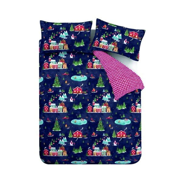 Set copripiumino e federa blu per letto matrimoniale 200x200 cm Ski Village – Catherine Lansfield
