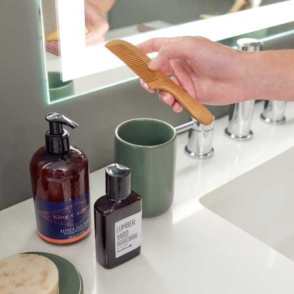 Bicchiere per spazzolino da denti in ceramica verde Vanity Eco Vanity - iDesign-image-1