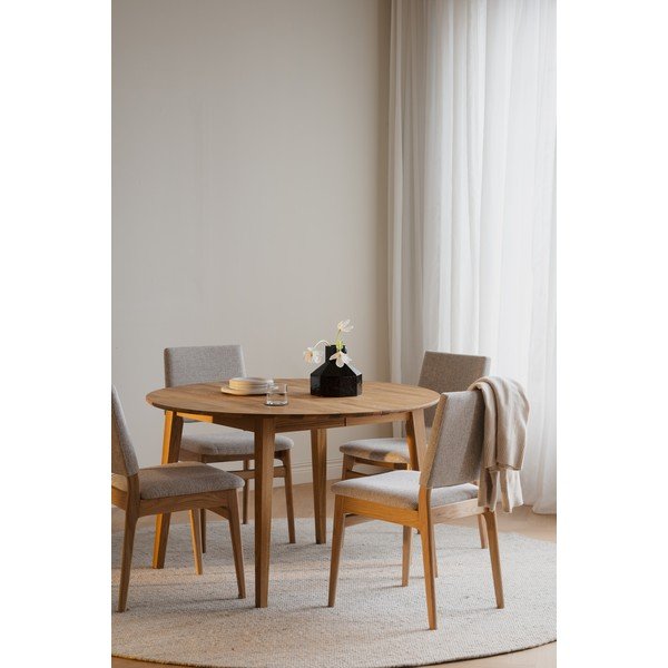 Sedia da pranzo color crema/di colore naturale in rovere massiccio Medford – Rowico-image-1
