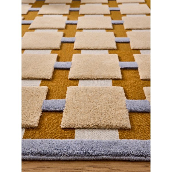 Tappeto giallo ocra in misto lana tessuto a mano 120x170 cm Mallory – MADE-image-2