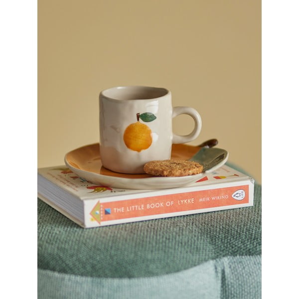 Tazza in gres bianco-arancio da 230 ml Agnes - Bloomingville Mini-image-1